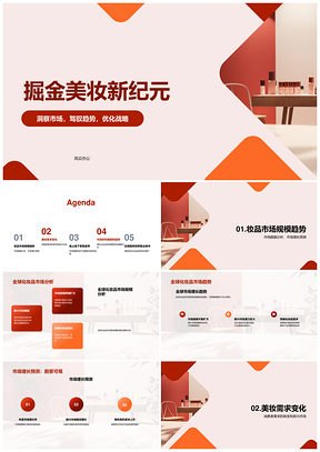 美丽健康驱动化妆品未来趋势规模PPT模板