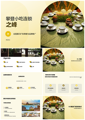 中餐小吃连锁战略扩张规划与市场竞逐PPT模板