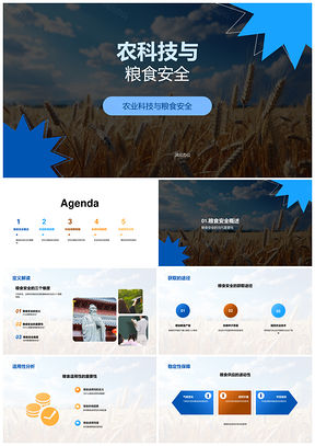 农业科技保障粮食安全可持续生产PPT模板