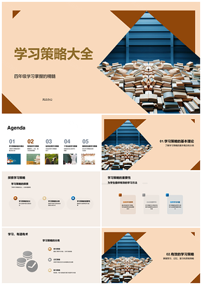 四年级学习策略预习记忆复习思维选择运用PPT模板