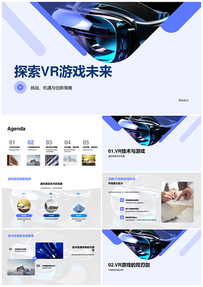 虚拟现实技术VR游戏商业计划书创业路演PPT模板