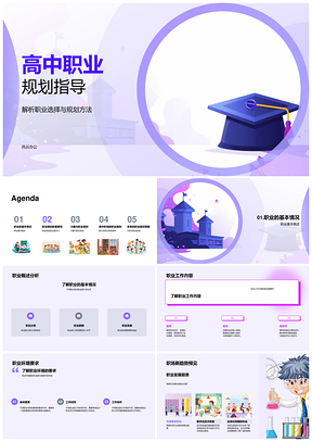 高中职业规划兴趣优势市场需求深度探索职业环境PPT模板