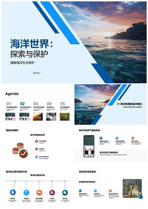 海洋世界探秘与生态保护珊瑚礁PPT模板