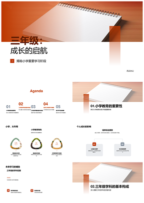 2025三年级成长启航小学主科学习路时间规划PPT模板
