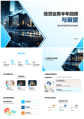 信贷业务半年回顾展望增长趋势客户服务团队合作PPT模板