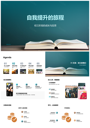 初三班会分享成长反思与书启目标PPT模板