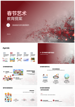 春节艺术教育提升素质传文化协作铸魂PPT模板