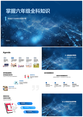 六年级全科高效学习法数学语文英语基础PPT模板