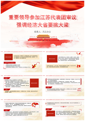 朱德加强党的纪律检查江苏代表团党课PPT模板