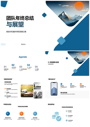 2025团队年终总结挑战机遇发展市场新业务战略规划增效增员PPT模板