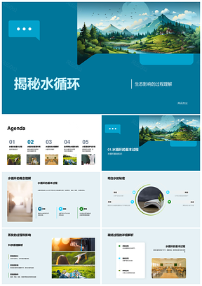 水循环蒸发凝结降雨维系生态气候地理水资源保护PPT模板
