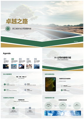 卓越之路总裁表彰IT互联网优秀员工成长公司发展价值观PPT模板