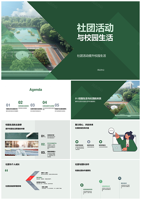 社团活动提升校园学习生活文化风景PPT模板