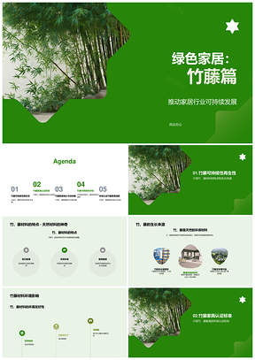 绿色家居竹藤材料环保优势与可持续发展PPT模板