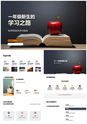 一年级新生学习挑战策略计划掌握知识点PPT模板