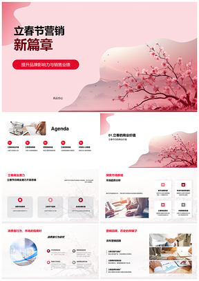 立春樱花营销策略提升品牌销售业绩PPT模板