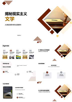 揭秘现实主义文学起源历史社会与名家名作PPT模板