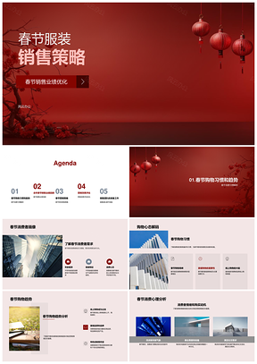 春节服装销售业绩优化与传统灯笼活动策略PPT模板