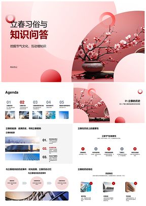 立春习俗历史食物樱花象征制作知识问答PPT模板