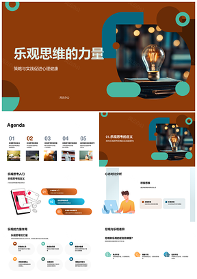 乐观思维策略驱动心理健康与行动PPT模板