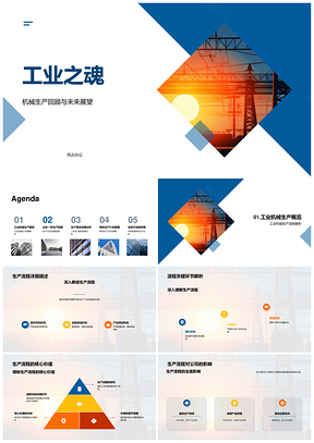 工业之魂机械生产流程计划目标效率质量PPT模板