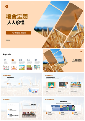 珍惜粮食杜绝浪费健康饮食共担全球责任PPT模板