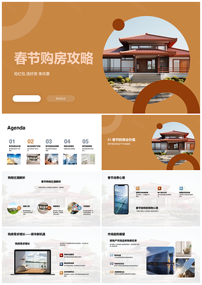 春节购房促销红包优惠攻略趋势PPT模板