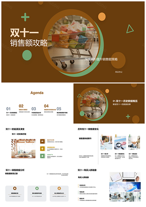 双十一销售额策略渠道热销产品消费趋势高峰柱状图PPT模板