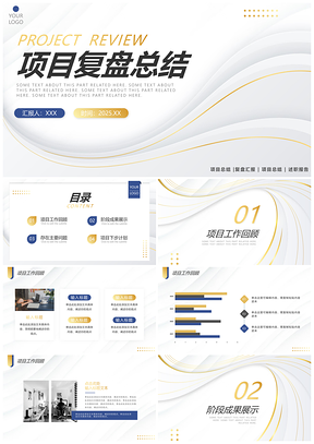 2025简约金色流体纹理商务工作总结项目报告PPT模板