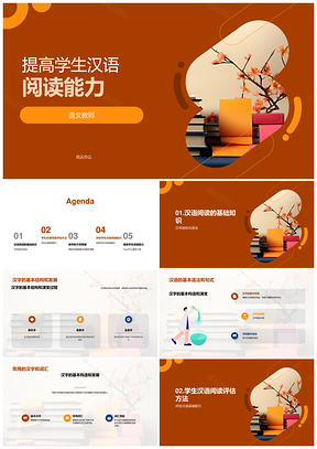 语文教师引导汉字结构多读互动评估阅读速度书籍PPT模板