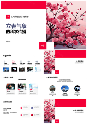 立春气象科学传气候文化习俗预测传媒樱花PPT模板