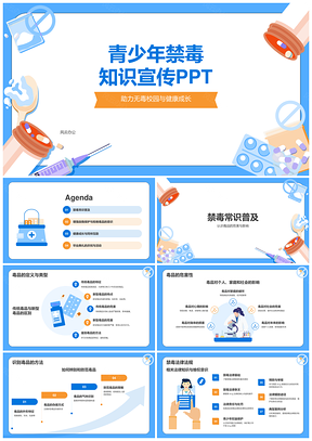 青少年禁毒教育守护无毒校园成长PPT模板