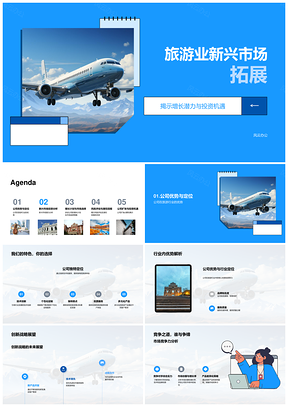 旅游业新兴市场拓新掘金优势定位创新战略航空投资分析PPT模板