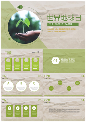 橙意杂志风世界地球日环保健康资源爱护PPT模板