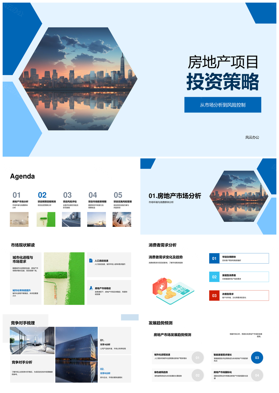 房地产项目投资策略市场风险预算收益分析PPT模板