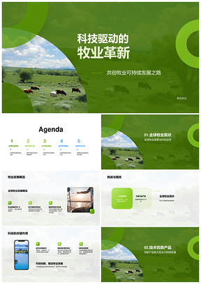 科技驱动全球牧业高效可持续合作发展PPT模板