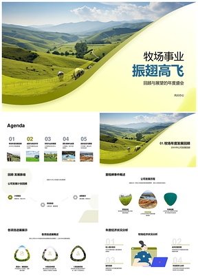 2025牧场年终大会总结农林牧渔发展计划项目A财务牧牛PPT模板