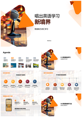 唱学英语歌曲助词汇句型基础PPT模板