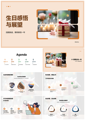 生日历程挑战成长兴趣成绩展望未来PPT模板