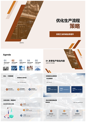 工业机械生产流程优化与效率提升季度总结PPT模板