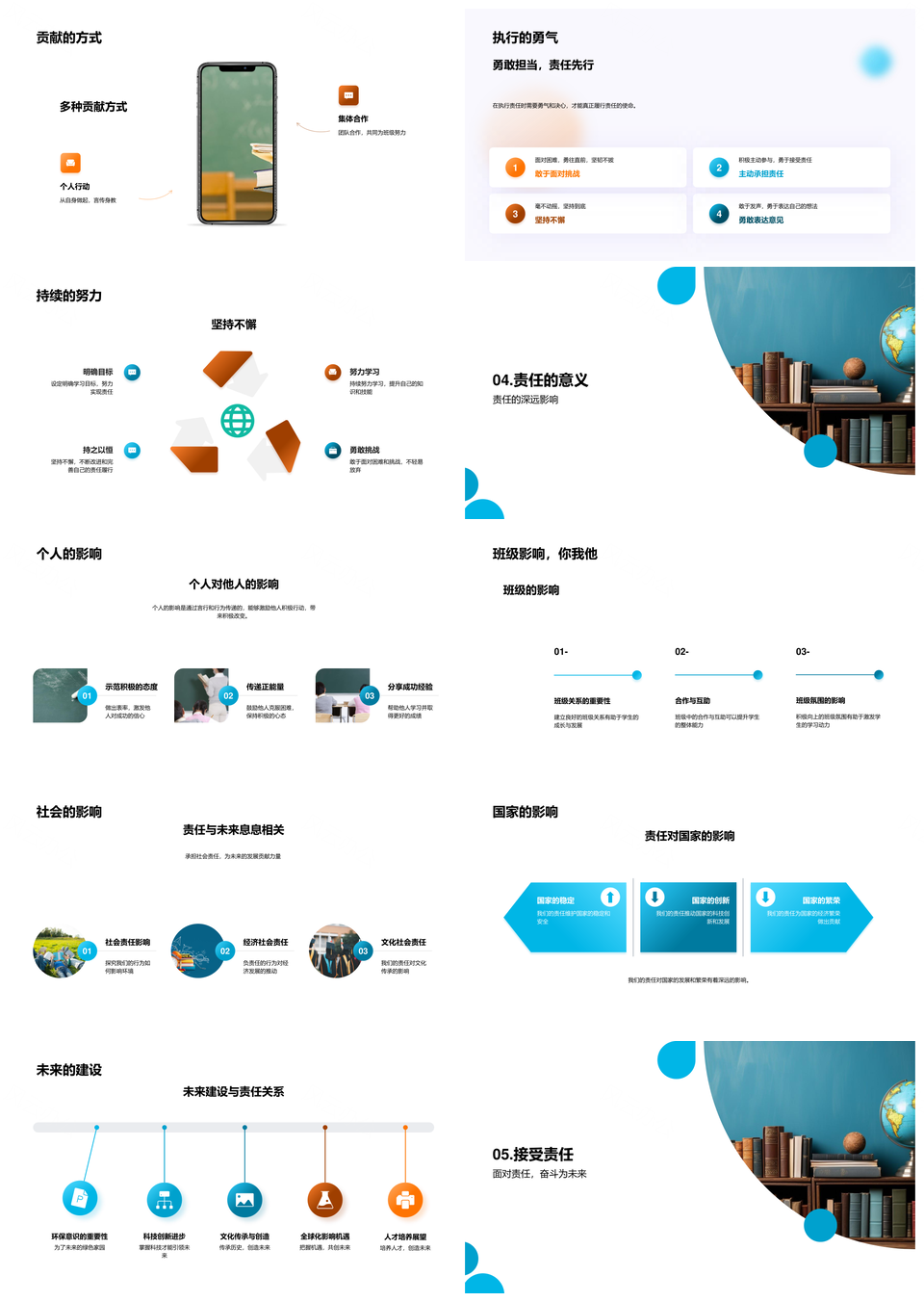 高二班会担当责任共创未来PPT模板