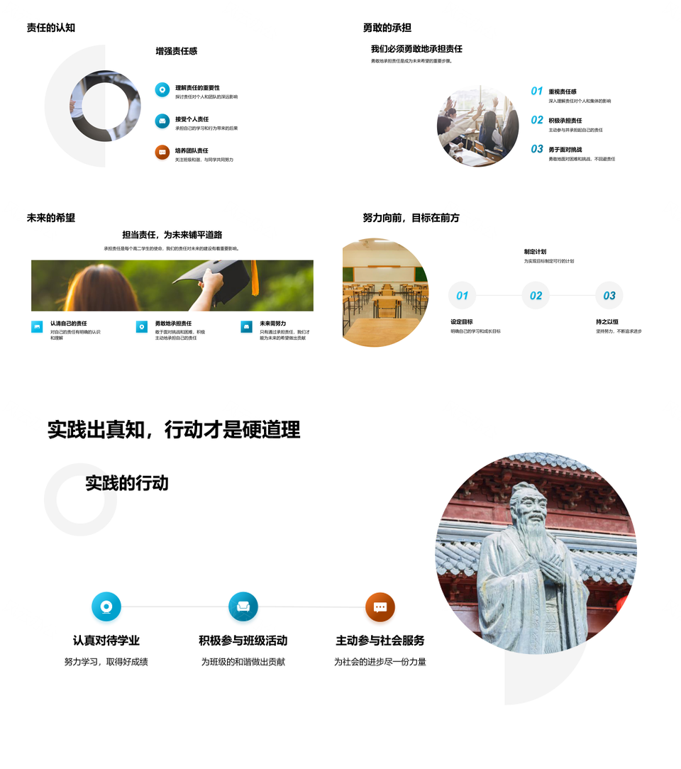 高二班会担当责任共创未来PPT模板