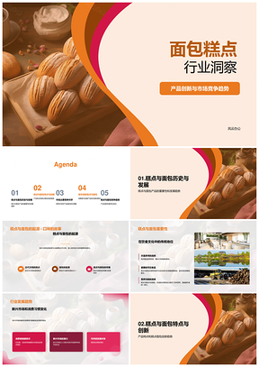 创意糕点面包行业市场趋势竞争产品研究PPT模板
