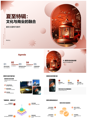 夏至特辑文化商业融合传统媒体社交媒体PPT模板