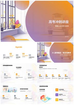 高考冲刺高效复习技巧模拟考点心态调整PPT模板