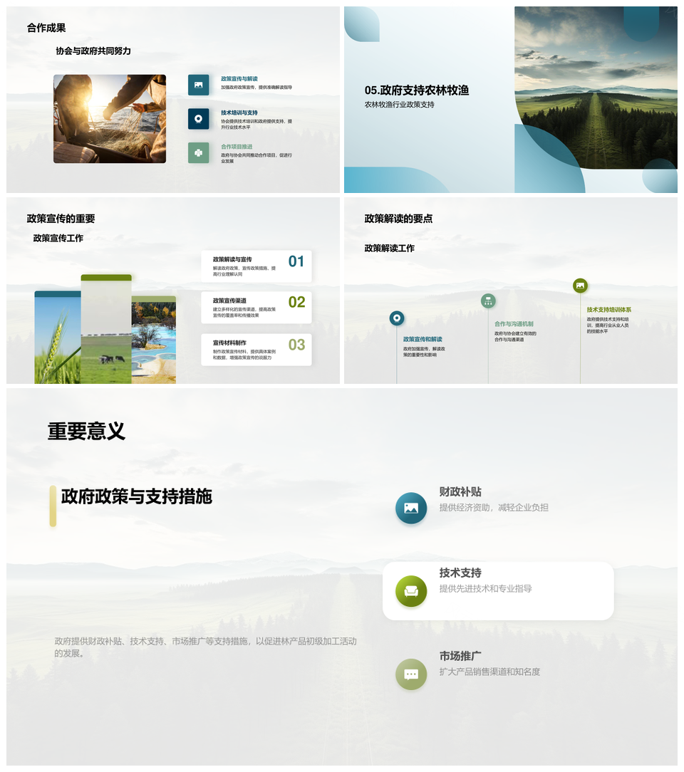 林业振兴政策合作助推农林牧渔初加工PPT模板