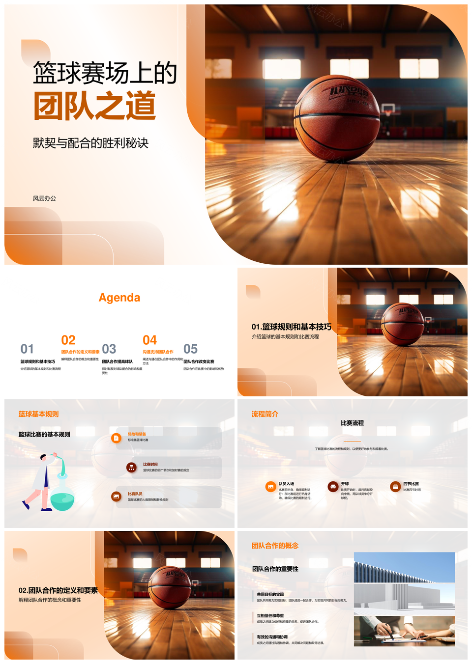 篮球团队合作攻防训练技巧PPT模板