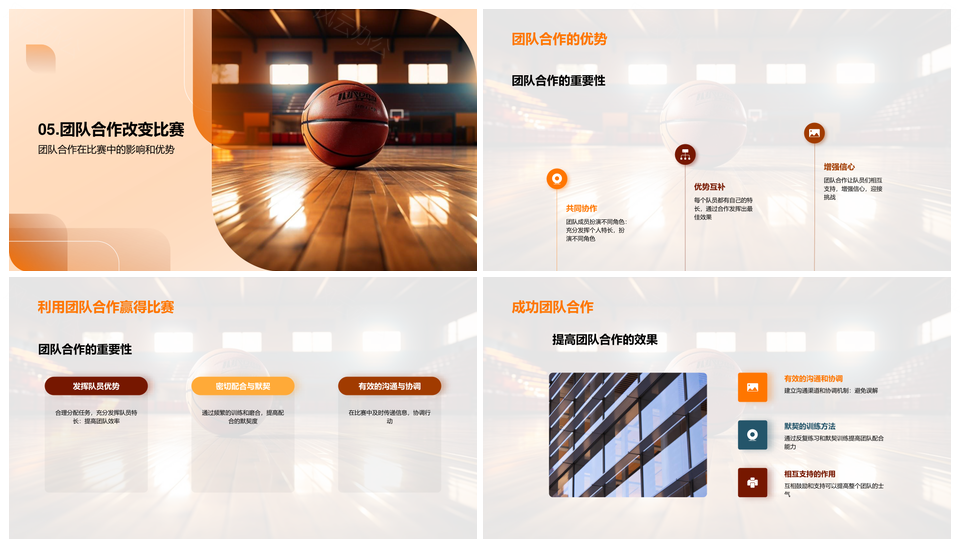 篮球团队合作攻防训练技巧PPT模板