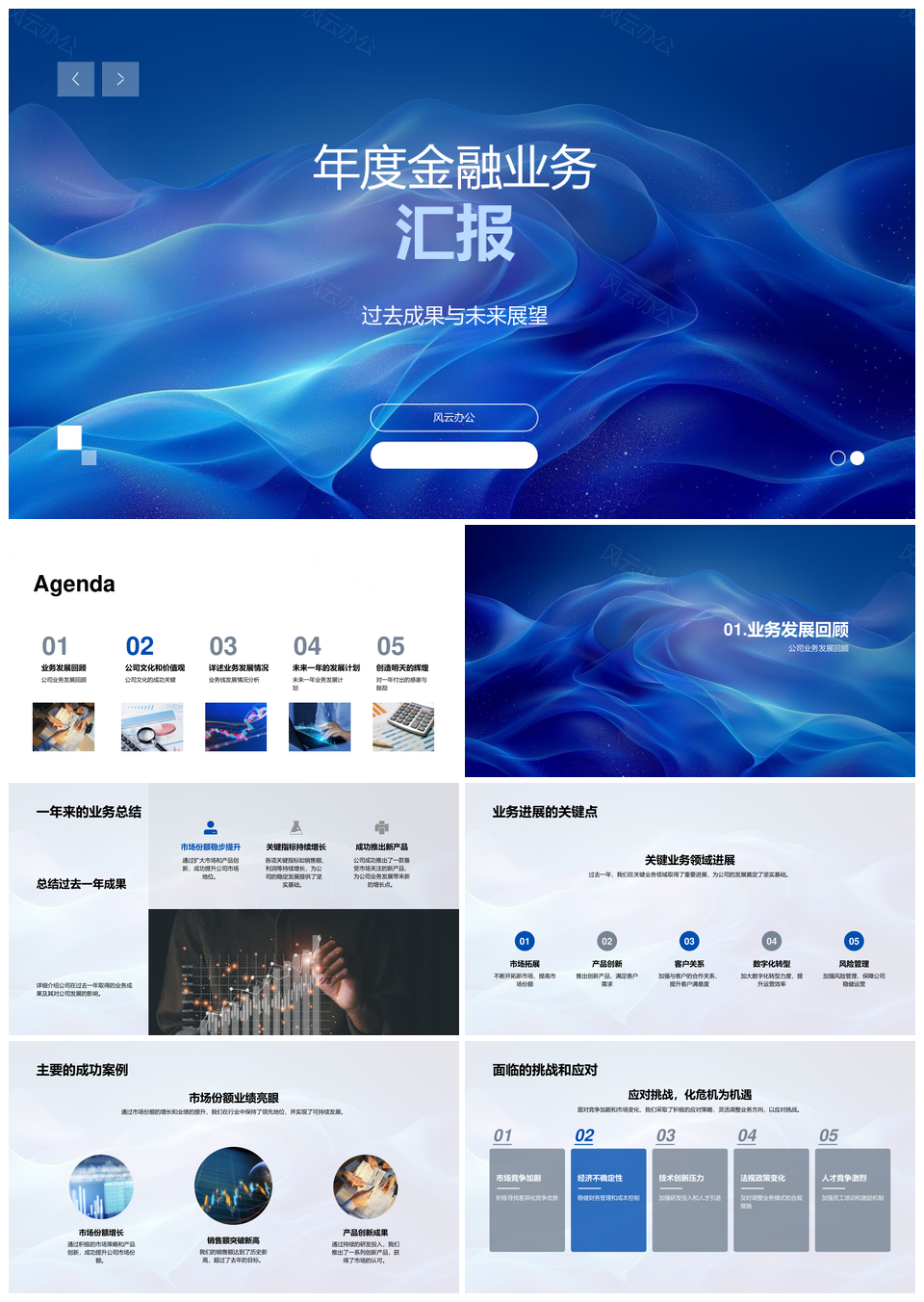 金融年报业务发展文化核心成果案例团队CEOPPT模板