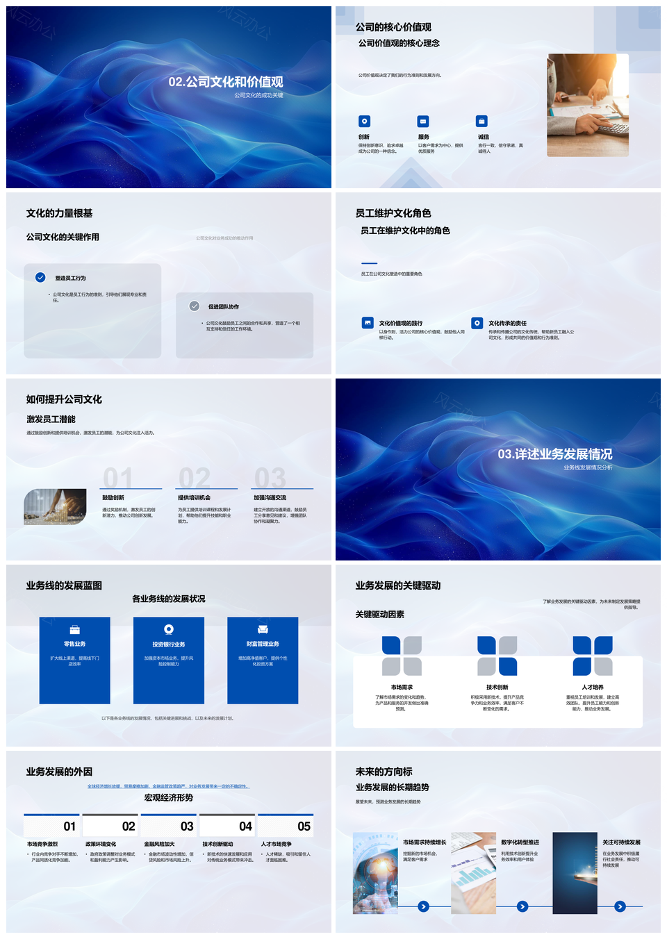金融年报业务发展文化核心成果案例团队CEOPPT模板